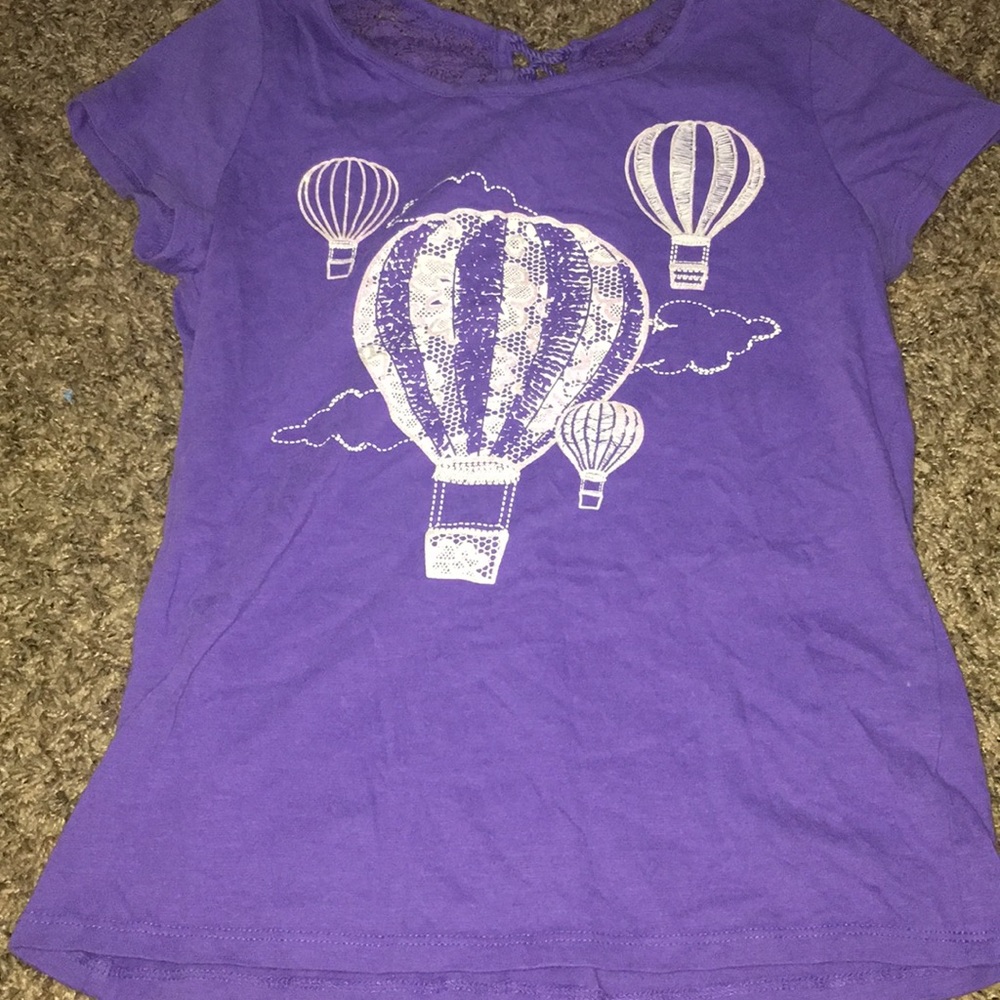 purple hot air ballon child’s t shirt